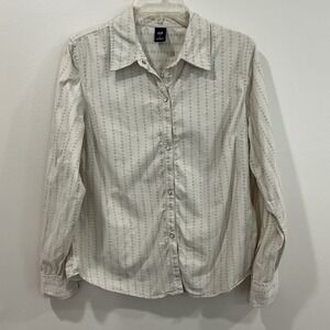 Vintage Gap Women's Corduroy Western Shirt Stretch Pearl Snap Large Floral Y2K